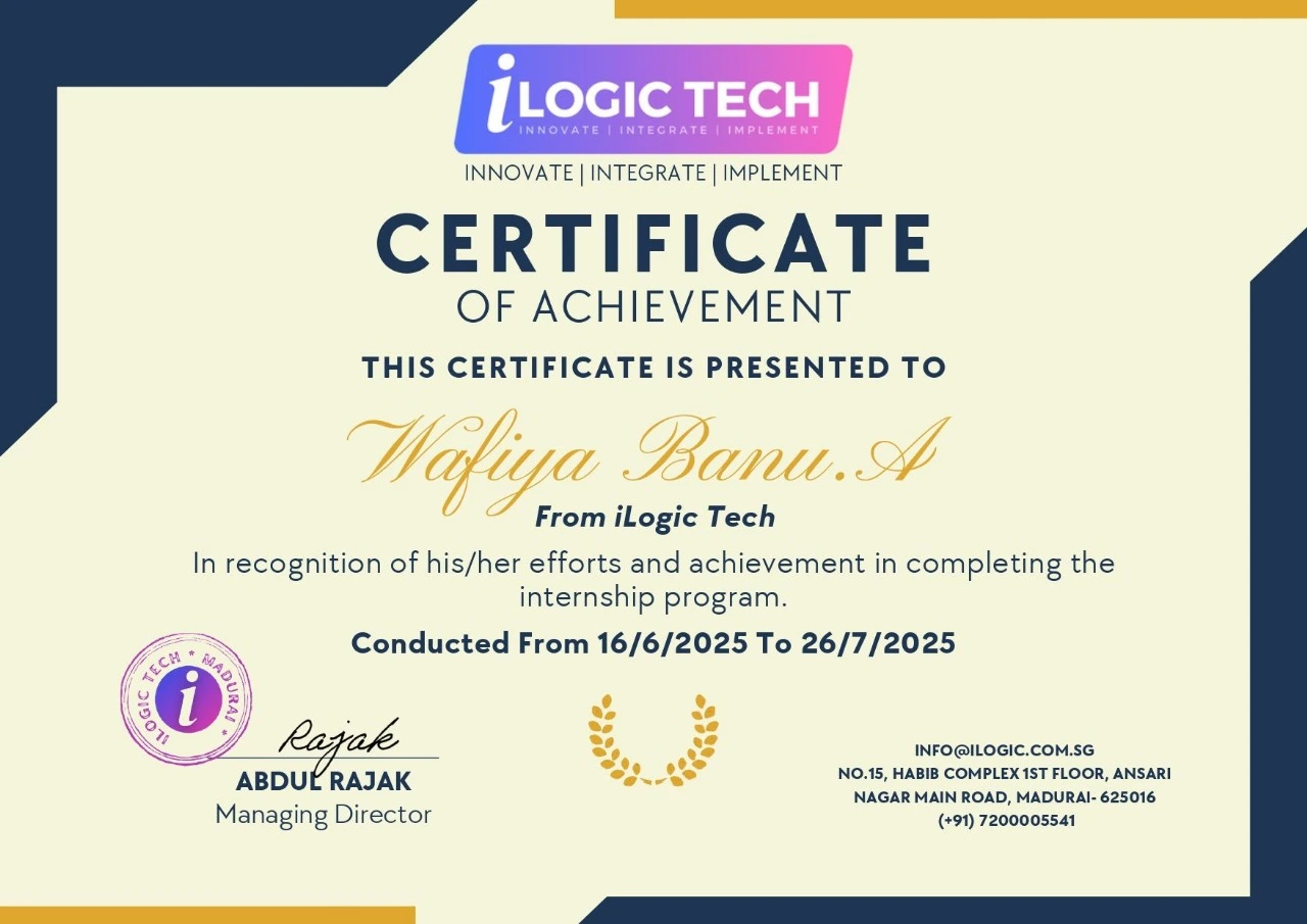 Testimonial from Wafiya Banu. A